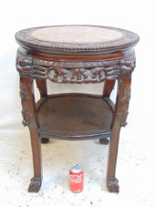 CARVED BASE MARBLE TOP CHINESE