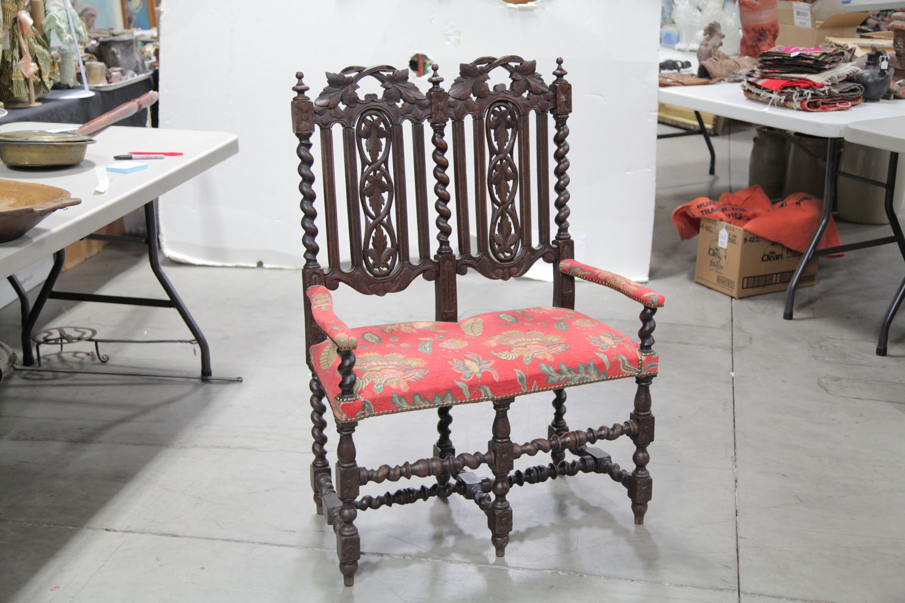 CARVED BENCH.  Northern European 