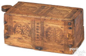 CARVED BIRCH SLIDE LID BOX, 18