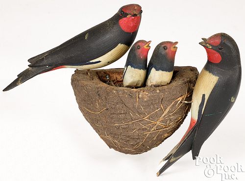 CARVED BIRD GROUPING, CA.
