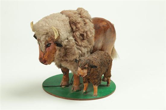 CARVED BISON AND CALF BY J.W.