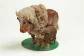 CARVED BISON AND CALF BY J.W.
