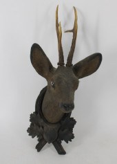 CARVED BLACK FOREST DEER HEAD