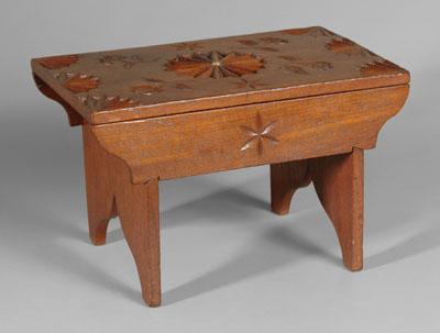 Carved black walnut footstool,