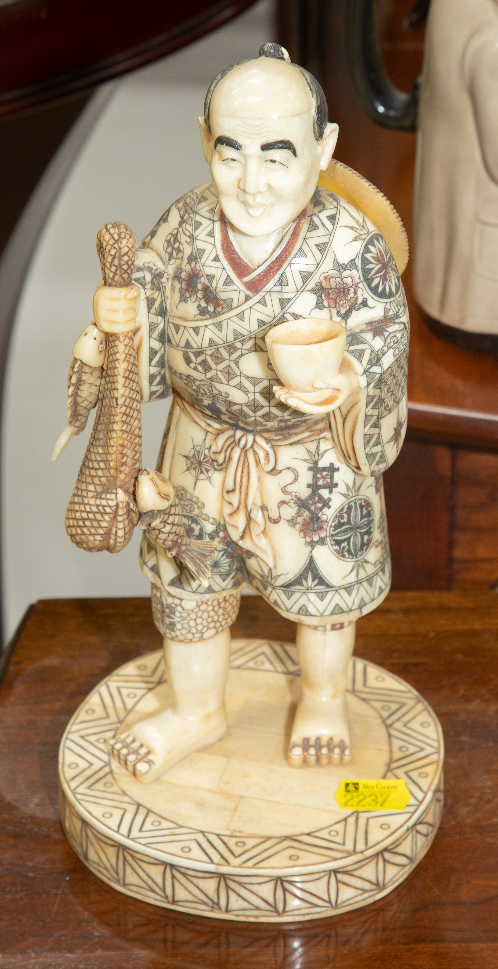 CARVED BONE ASIAN FIGURE 11 1/2 in.
