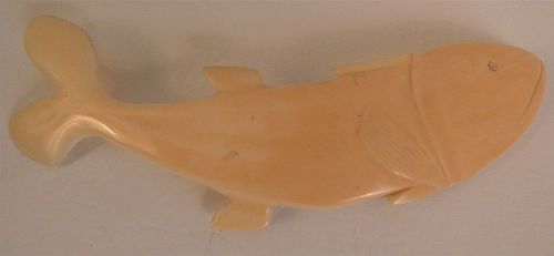 CARVED BONE FISHUnusual, old carved