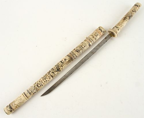 CARVED BONE SAMURAI SWORDAn early