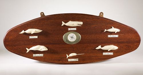 CARVED BONE SIX WHALE SPECIES ON