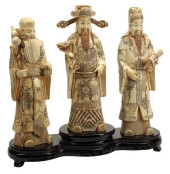 CARVED BONE-TILED FIGURE GROUP