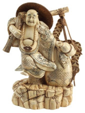 CARVED BONE-TILED OKIMONO BUDD