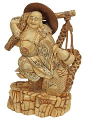 CARVED BONE-TILED OKIMONO BUDD