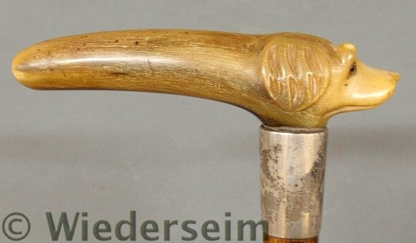 Carved bone walking stick late 19th