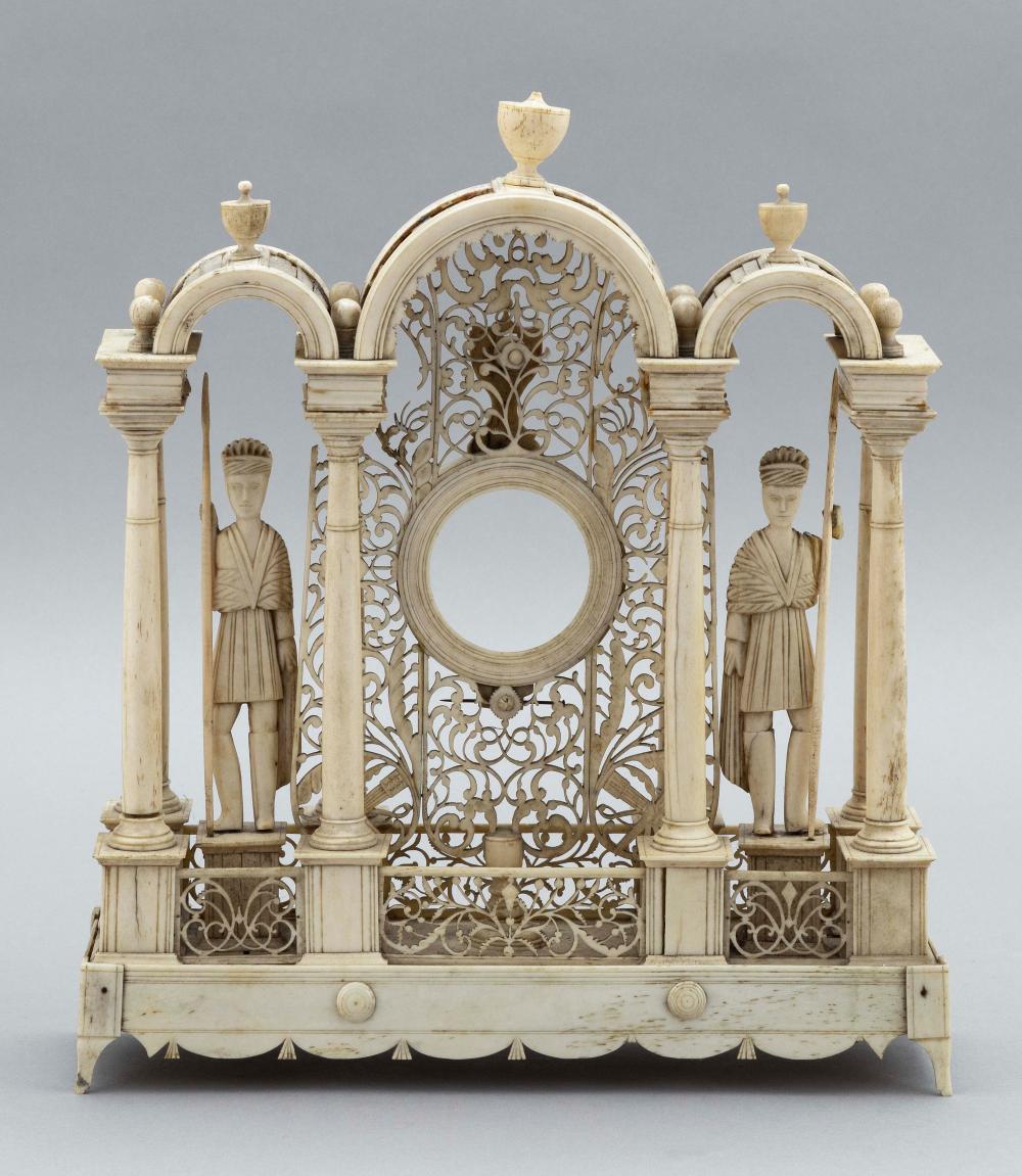 CARVED BONE WATCH TOWER, PROBABLY