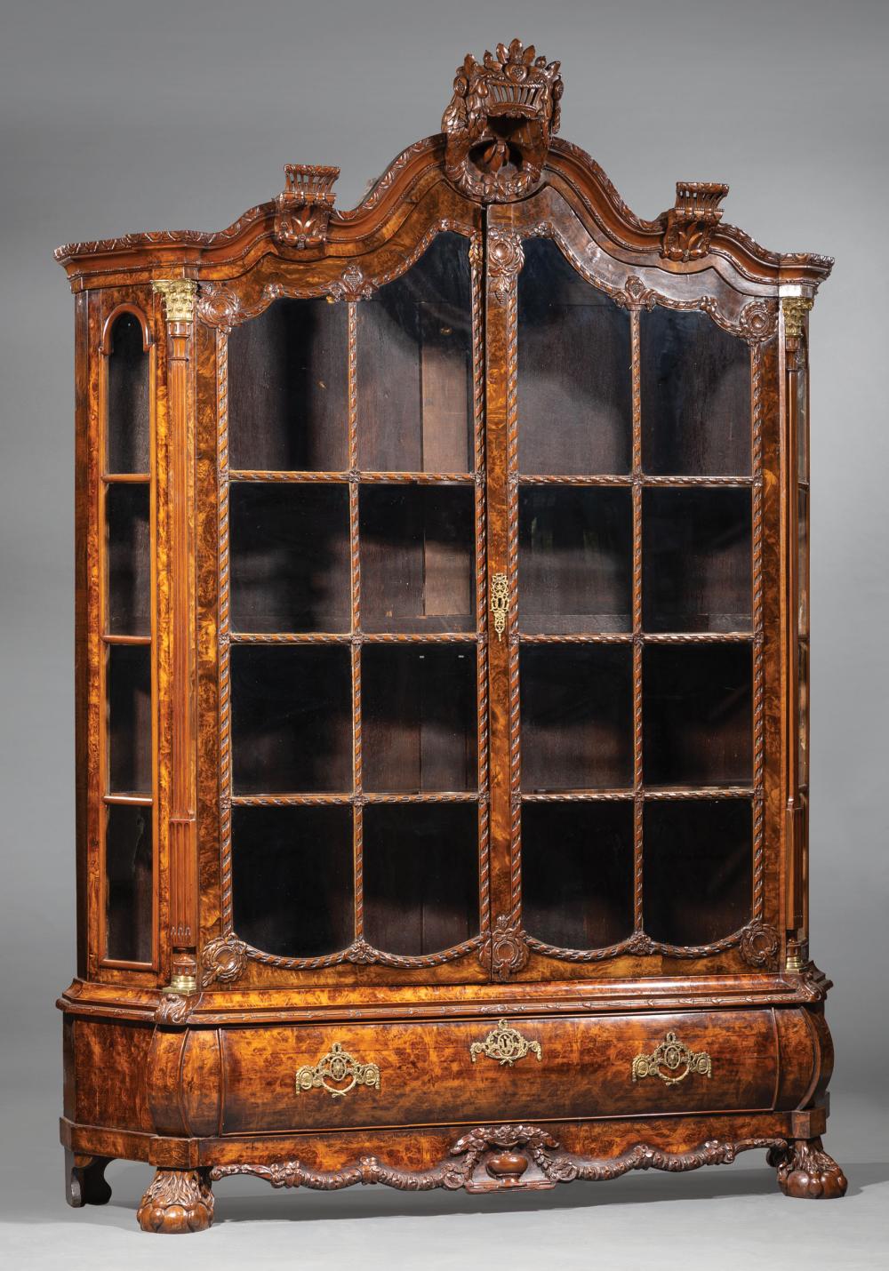 CARVED, BRONZE-MOUNTED WALNUT