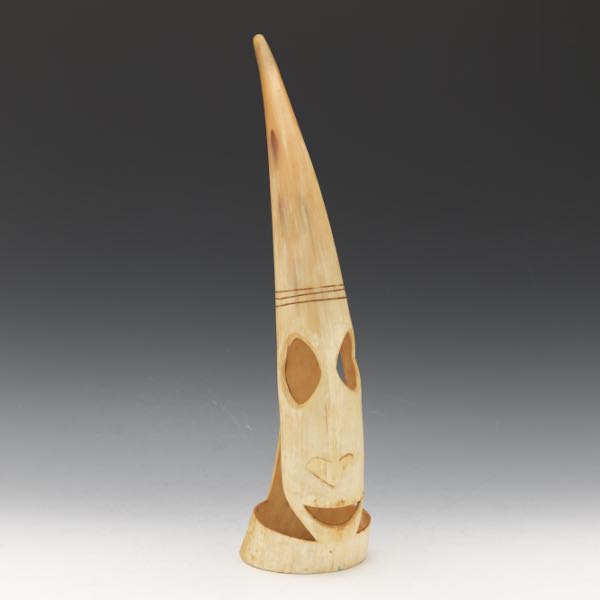 CARVED BUFFALO HORN MASK