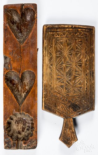 CARVED CAKEBOARD AND SUGAR MOLD,