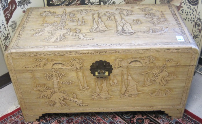 CARVED CAMPHORWOOD BLANKET CHEST
