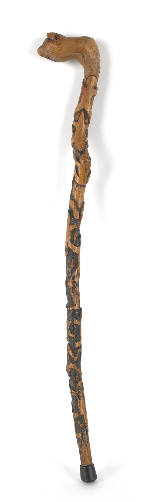 Carved cane with relief carved