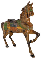 CARVED CAROUSEL HORSE WITH GLA