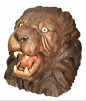 CARVED CAROUSEL TYPE LION HEAD