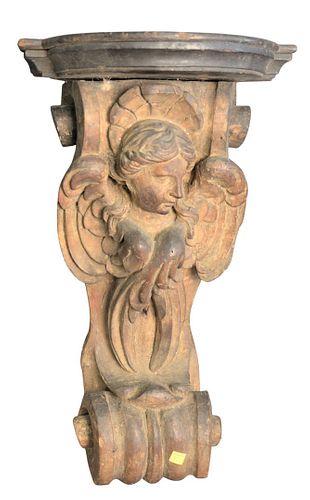 CARVED CARYATID SHELF ON SCROLL,