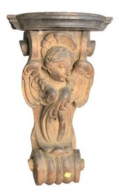 CARVED CARYATID SHELF ON SCROL