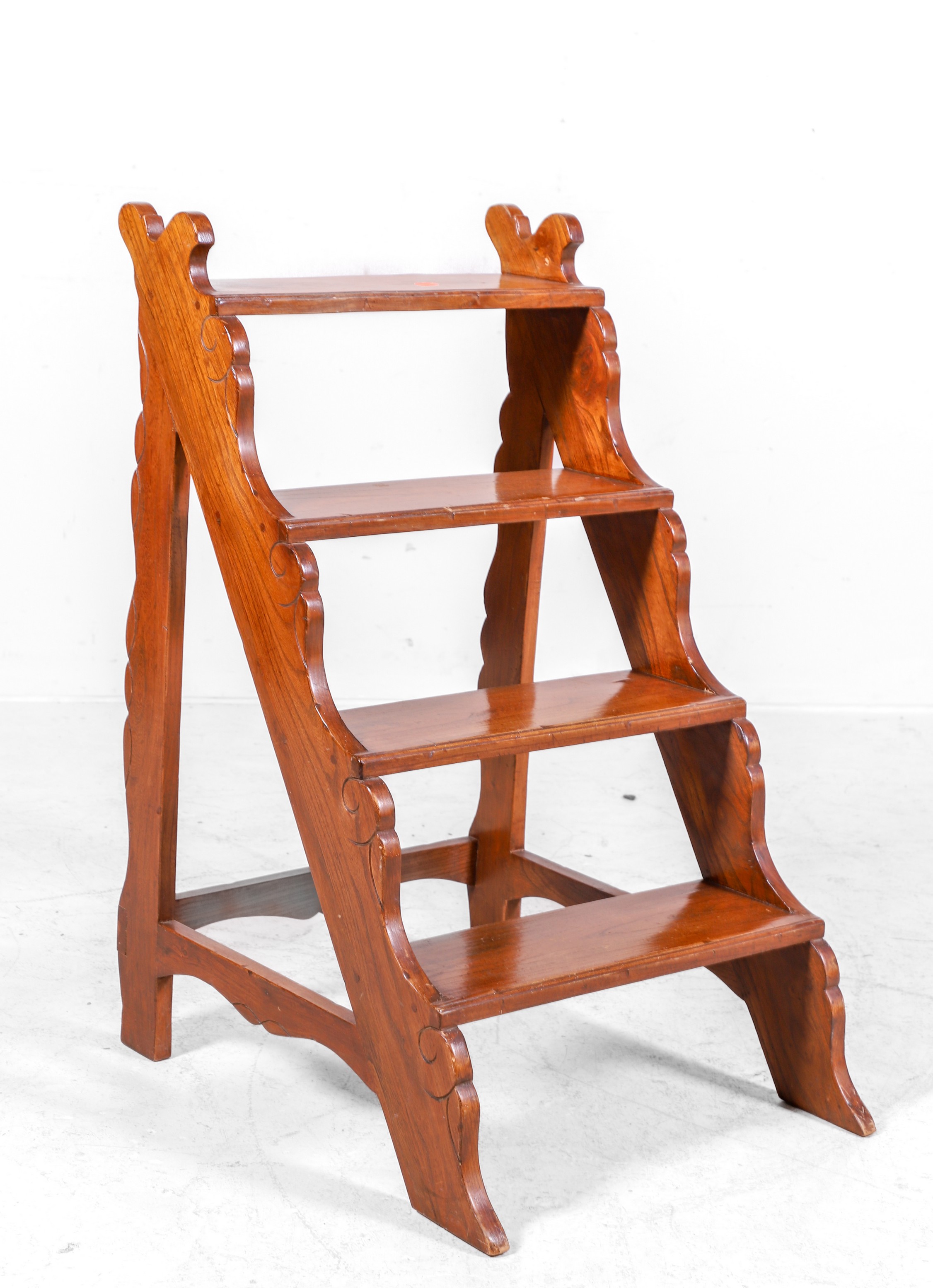 Carved cherry library steps,