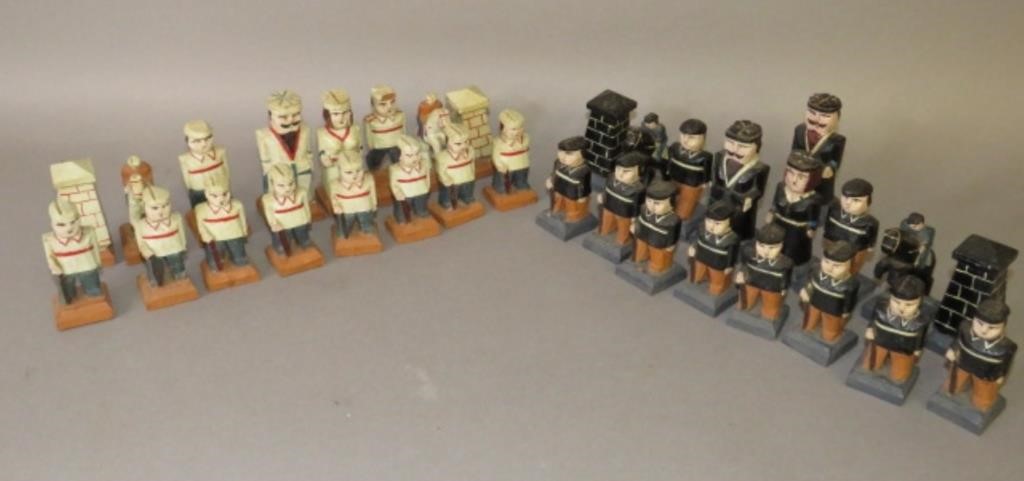 CARVED CHESS SETca. early-mid