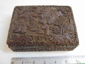 CARVED CHINESE CINNABAR LIDDED