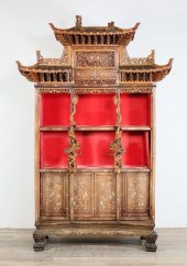 CARVED CHINESE DRAGON BOOKCASE