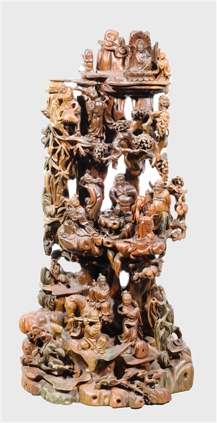 Carved Chinese figural statue