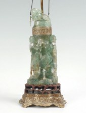 CARVED CHINESE FLUORITE LAMP: