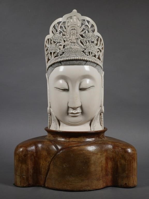 CARVED CHINESE IVORY BUST OF
