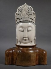 CARVED CHINESE IVORY BUST OF B