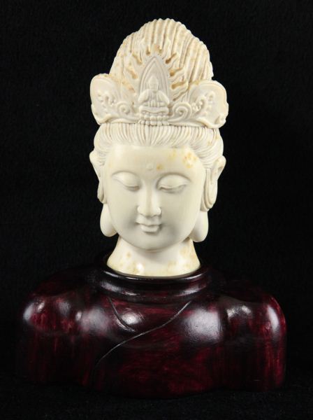 Carved Chinese Ivory Head of