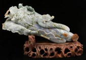 CARVED CHINESE JADE BOK CHOY O
