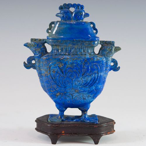 CARVED CHINESE LAPIS LAZULI