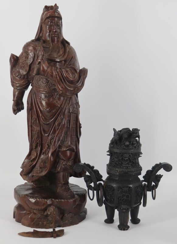 CARVED CHINESE STANDING FIGURE OF