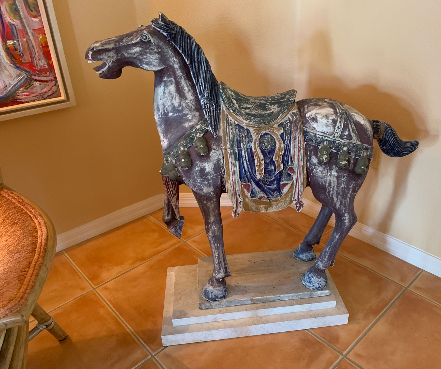 CARVED CHINESE TANG STYLE HORSE: