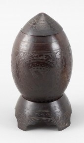 CARVED COCONUT SHELL COVERED B