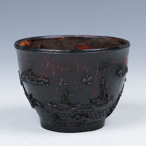 CARVED COCONUT WHINE CUP, LATE