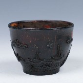 CARVED COCONUT WHINE CUP, LATE