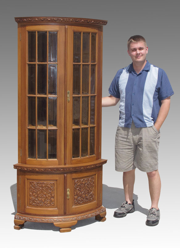 CARVED CORNER CABINET: Paneled