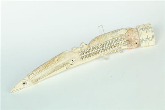 CARVED CRIBBAGE BOARD.  Eskimo 