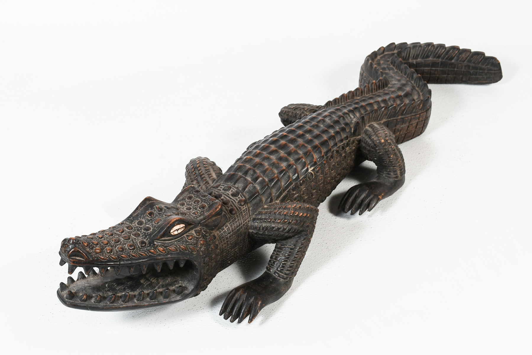 CARVED CROCODILE SCULPTURE: Solid