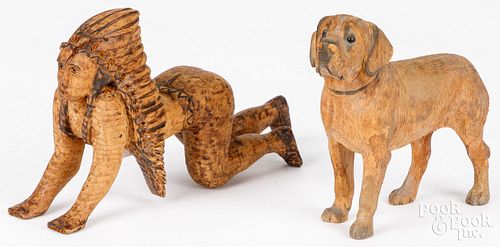 CARVED CROUCHING INDIAN