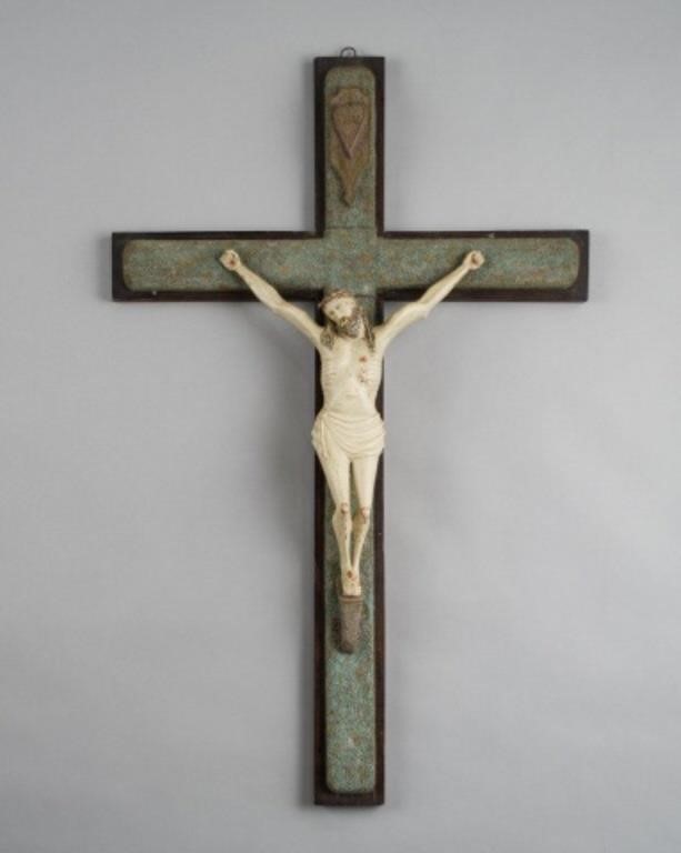 CARVED CRUCIFIX BY HENRI DUBéA