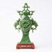 CARVED DUSHAN JADE COVERED VAS