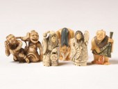 Carved elephant ivory netsukes
