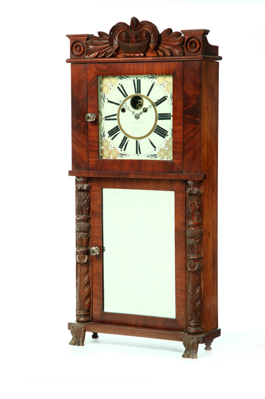 CARVED EMPIRE MANTEL CLOCK.  Asa